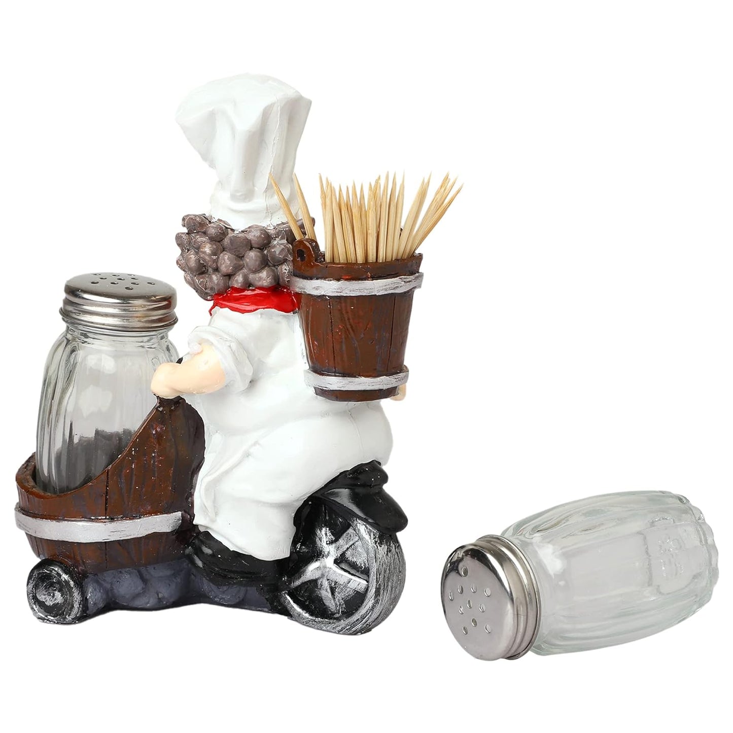 Chef Salt & Pepper Set with Decorative Display Table Stand