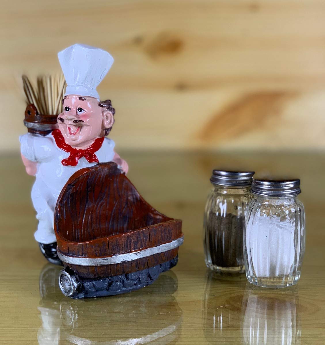 Chef Salt & Pepper Set with Decorative Display Table Stand