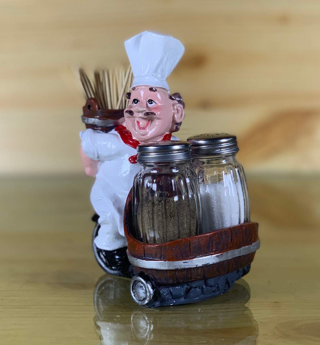 Chef Salt & Pepper Set with Decorative Display Table Stand